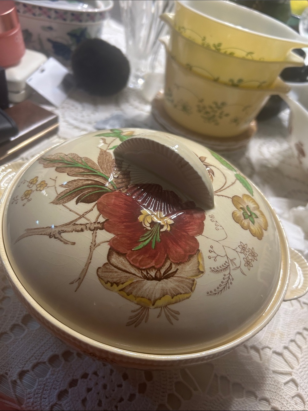 Original Clarice Cliff Floral Ceramic Covered Casserole !tureen.